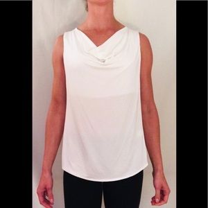 Tart open drape back white tank top